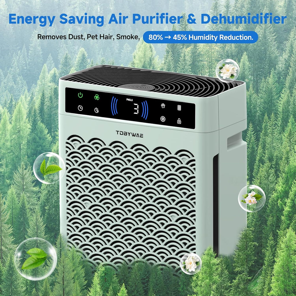 Air Purifiers for Home, Large Room up to 3000 Ft², HEPA Air Purifier for Home Pets with Filter, Air Quality Sensor, Timer, Air Cleaner for Bedroom, Dorm Room, Pet Hair, Office - Green