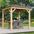 Yardistry 8 x 8 Meridian Cedar Wood Gazebo Pavilion for Patios, Decks, Garden, Backyard, Durable, Aluminum Roof