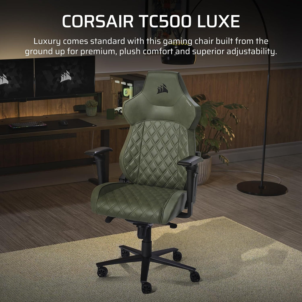 Corsair TC500 Luxe Gaming Chair – Premium Breathable Fabric – Wide Seat – Five-Way Adjustable Armrests – Adjustable Built-in Lumbar Support – 90-135 Degree Recline – Sherwood