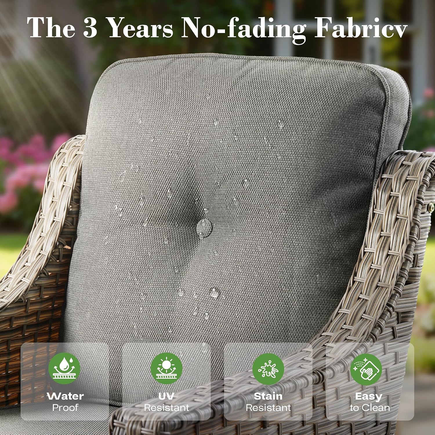 ovios 6 Piece Outdoor Patio Furniture with 3 Seat Sofa,Rattan Wicker Coversation Set with High Back,Sectional Single Sofa with Ottoman for Outside Porch Balcony Backyard Pool, Dark Grey
