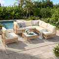 PORWEY 7 Piece Patio Furniture Set, Outdoor Wicker Sectional Conversation Set with Water Resistant Thick Cushions & Tempered Glass Coffee Table for Backyard, Porch, Yellow/Beige