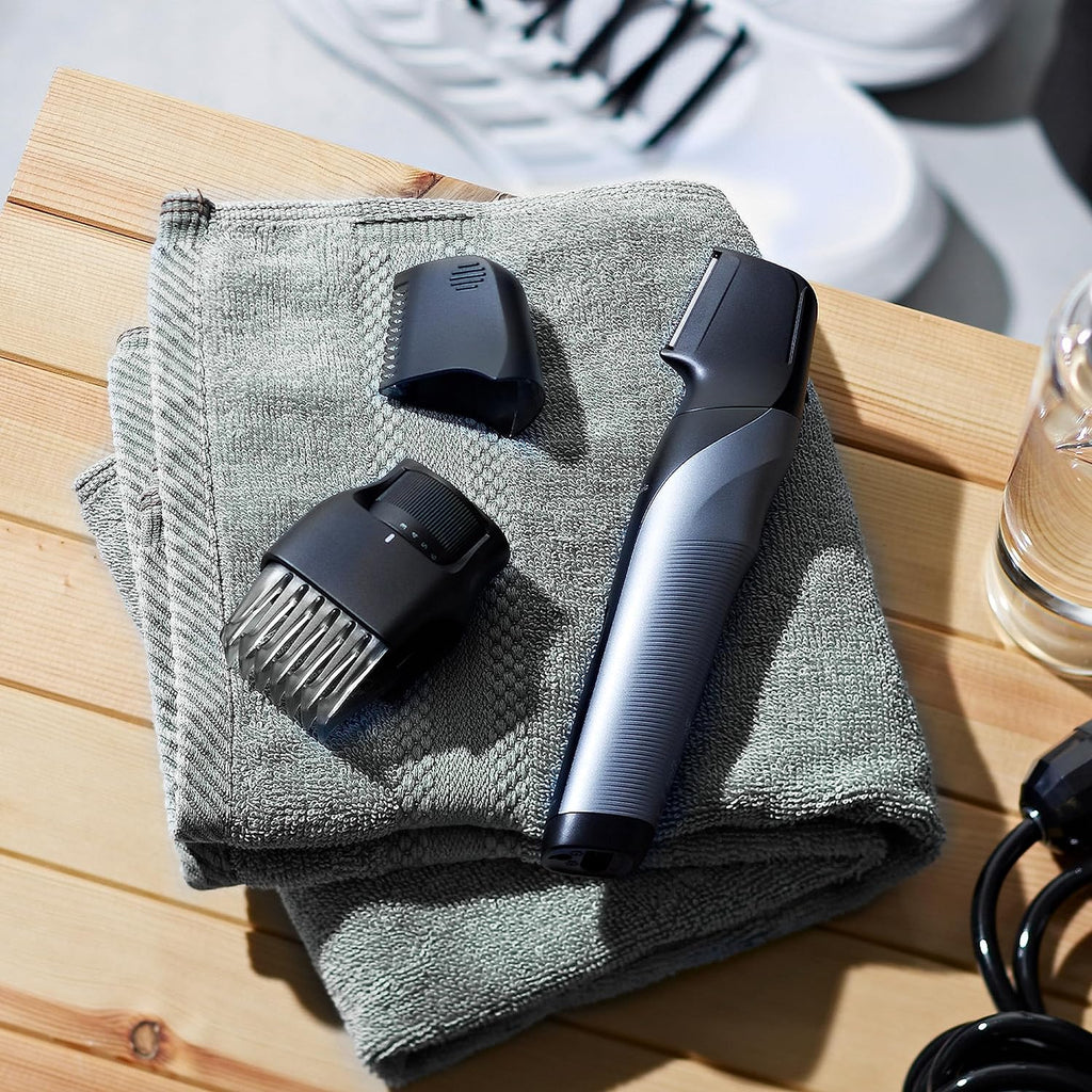 Panasonic Body Groomer for Men and Women, Unisex Wet/Dry Cordless Electric Body Hair Trimmer with 2 Comb Attachments, Multi-Directional Shaving in Sensitive Areas - ER-GK80-S (Black)