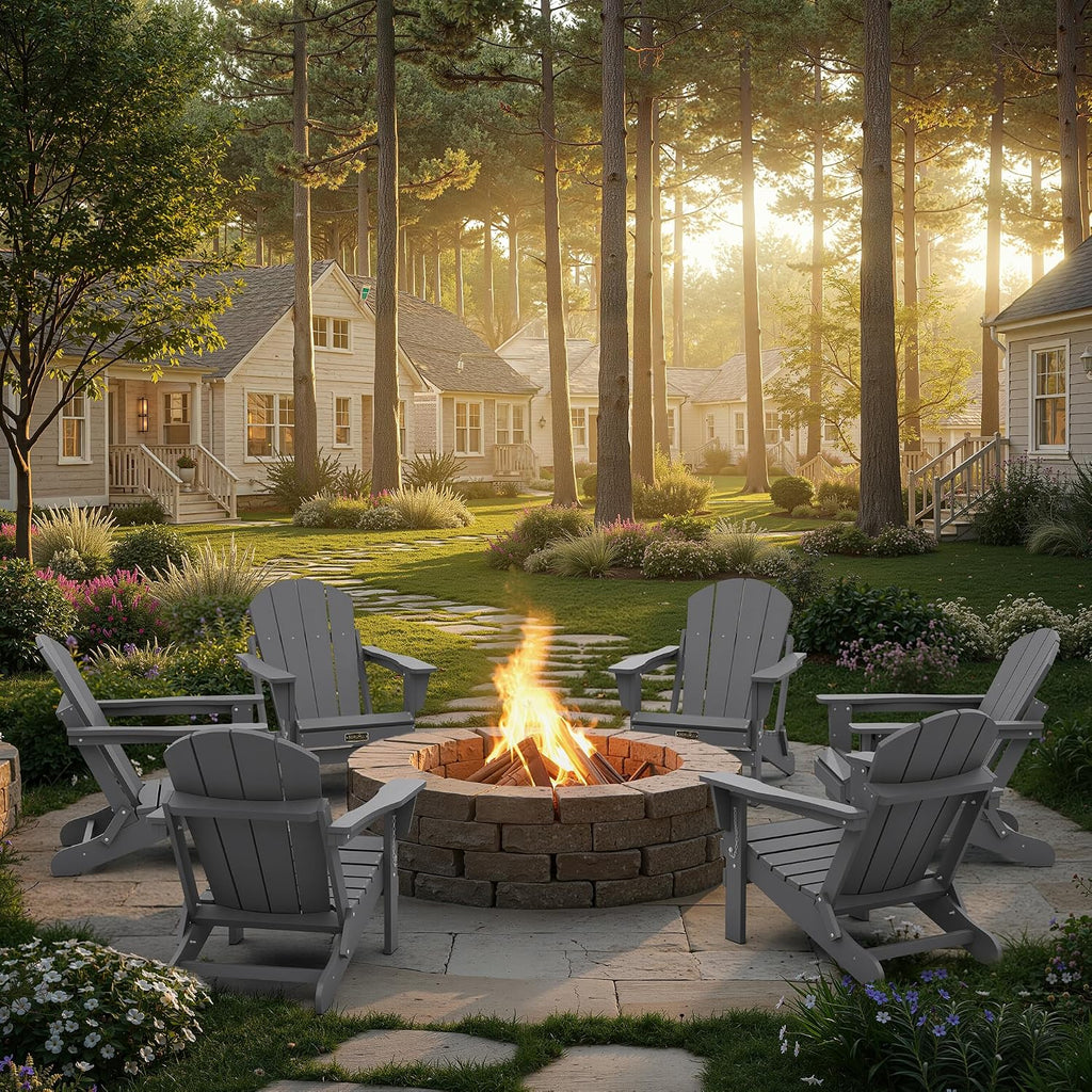 SERWALL Adirondack Chair Set of 2 for Patio Garden Outdoors Fire Pit- (Folding Gray)