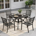 Sophia & William Patio Table and Chairs Set, Outdoor Dining Set for 4, 5 Piece Metal Patio Furniture, 37' Black Square Table(Diamond)