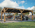 Jocisland 12x24x8.2 FT Cedar Wood Carport for 2 Cars, Heavy Duty Canopy Carport with Sloped Galvanized Steel Roof for All Weather, Permanent Shelter for Full-Sized Pickup Truck, Boat & Tractor