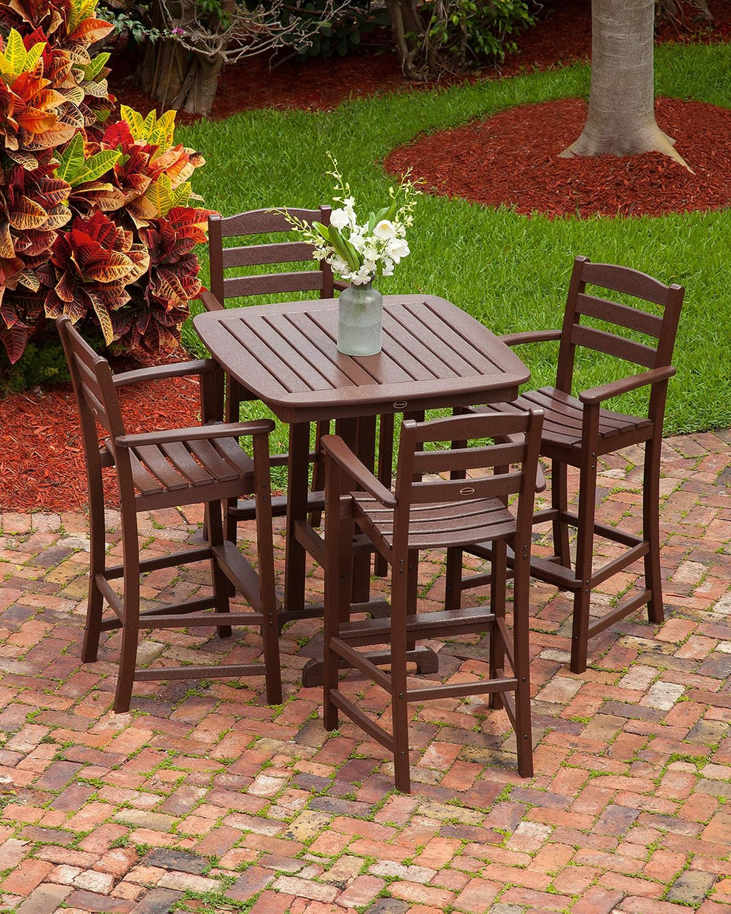 POLYWOOD® La Casa Café Bar Set, Tangerine/White