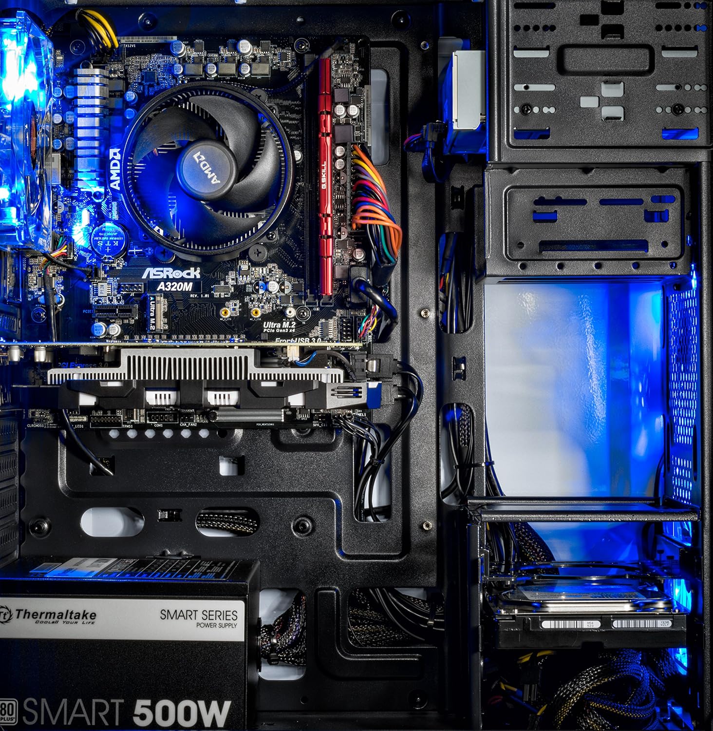 [Ryzen & GTX 1050 Ti Edition] SkyTech Archangel Gaming Computer Desktop PC Ryzen 1200 3.1GHz Quad-Core, GTX 1050 Ti 4GB, 8GB DDR4 2400, 1TB HDD, 24X DVD, Wi-Fi USB, Windows 10 Home 64-bit