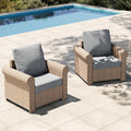 HERA'S HOUSE Patio Furniture Set, 2 Pieces Outdoor Wicker Chairs with Widened 5.9' Armrests and 5.5' Thick Waterproof Cushions, All Weather Conversation Set for Lawn Backyard Garden, Grey