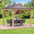 Yardistry 10 x 10 Meridian Cedar Gazebo Pavilion for Patios, Decks, Garden, Backyard, Durable, Aluminum Roof